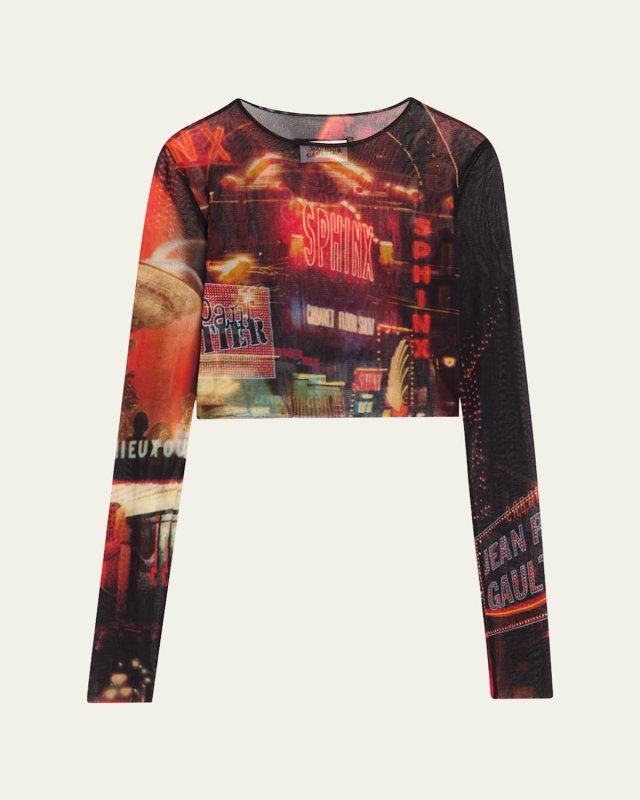Pigalle Mesh Long Sleeve Crop Top
